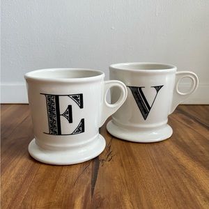Anthropologie Monogram E & V Mug Set